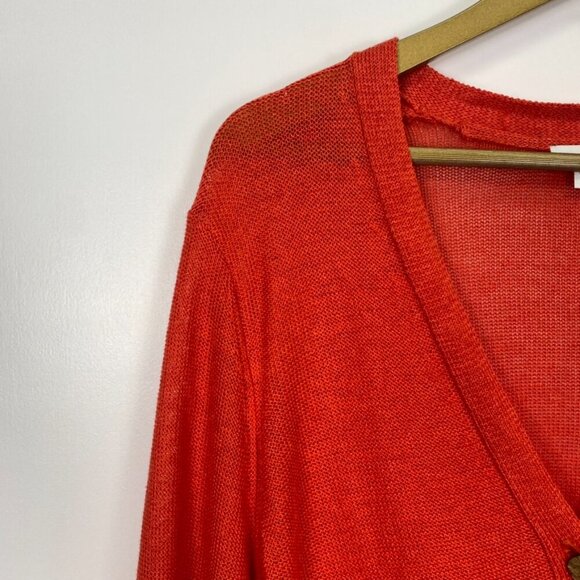 J. Jill Linen Blend Coral Single Button Knit Cardigan Sweater - Picture 2 of 11